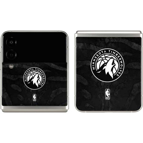 NBA Minnesota Timberwolves Black Animal Print Galaxy Z Flip3 5G Skin